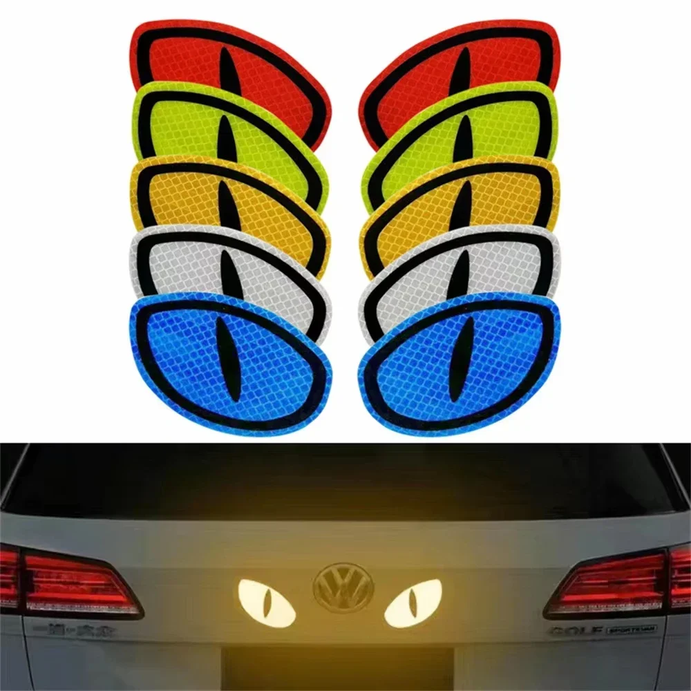 1Pair Car Reflector Sticker Night Driving Safety Decal Motorcycle Trailer Auto Cat Eye Reflective Safety Warning Tape Decoration