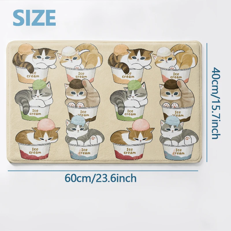 Kawaii Cartoon Kitty Print Carpet for Room Anti-slip Doormats Cute Cats Women Bedroom Bathroom Kitchen Mats Door Rugs Entrance view 5