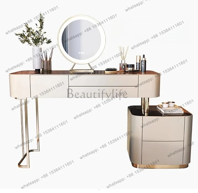 

Light luxury glass dresser, modern simple makeup table, small apartment makeup storage integrated table