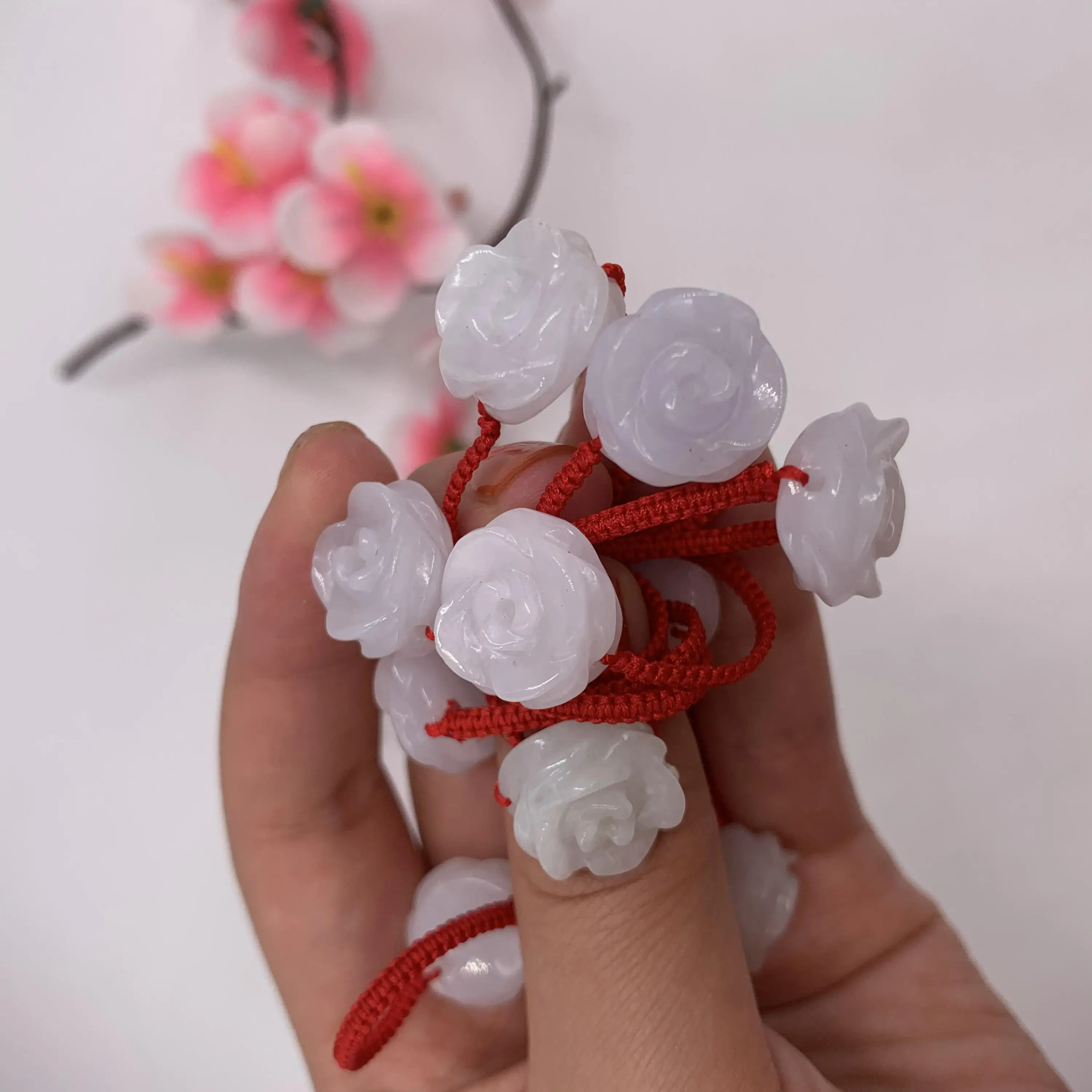 Naturalny jadeit Rose Rings opaska w kwiaty kobiety Fine Jewelry Accessorie birma Jades kwiaty elastyczne obrączki Girlfriend prezenty dla mamy