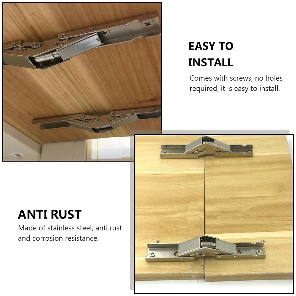 

2Pcs Rustproof Folding Hinges Hidden Cabinet Hinge for Furniture 90 Degree Self-Supporting Metal Hinges Kitchen Bathroom Garage