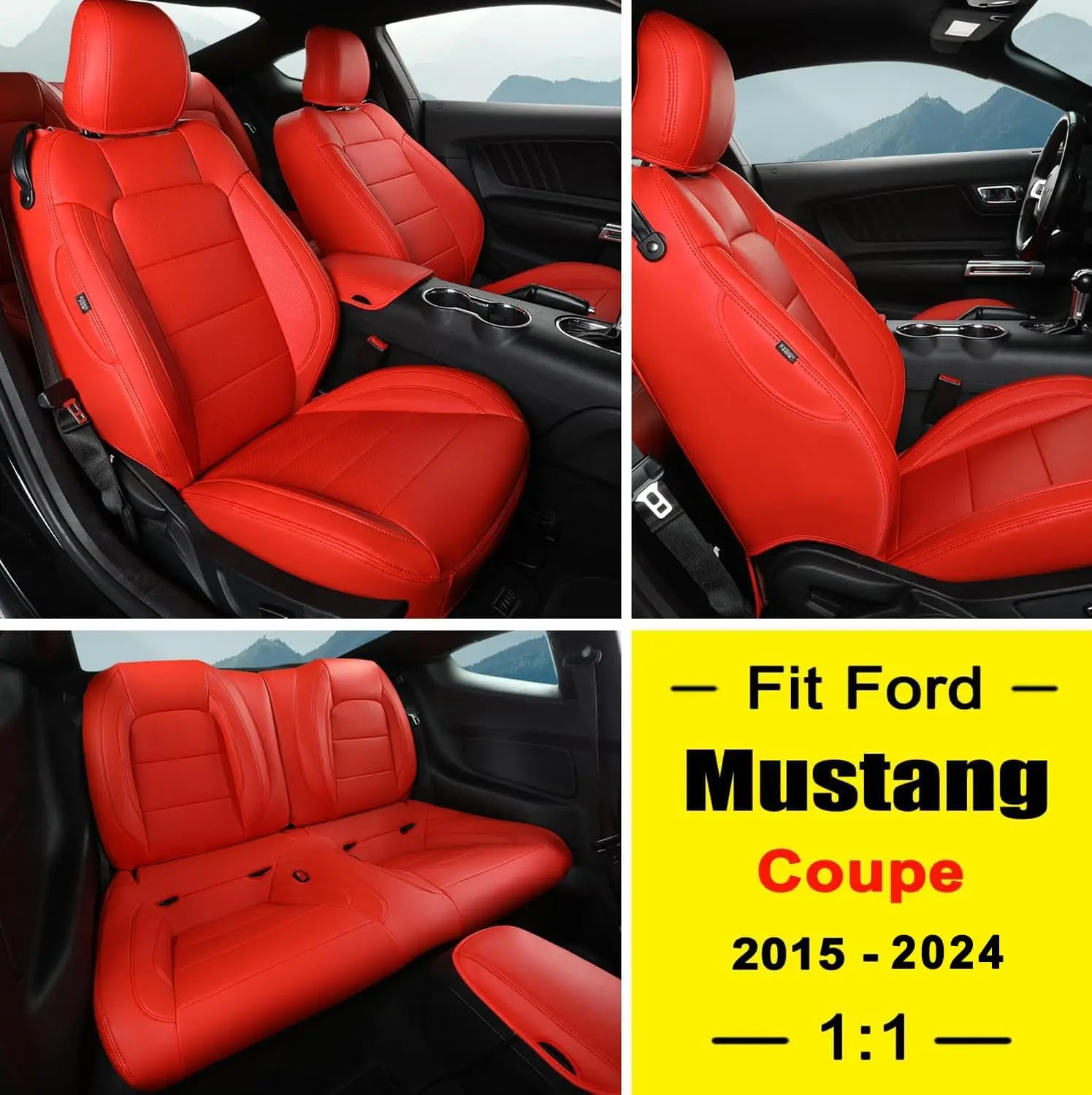 Custom Special Car Seat Cover For Ford Mustang Coupe Hardtop 2015 To 2024 leather Car Seat Protective Cover Auto Accessories