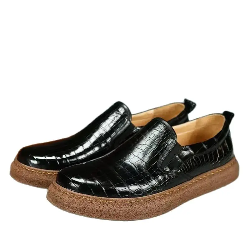 

2023 new arrival Fashion Crocodile Skin causal shoes men,male Genuine leather sneakers pdd259