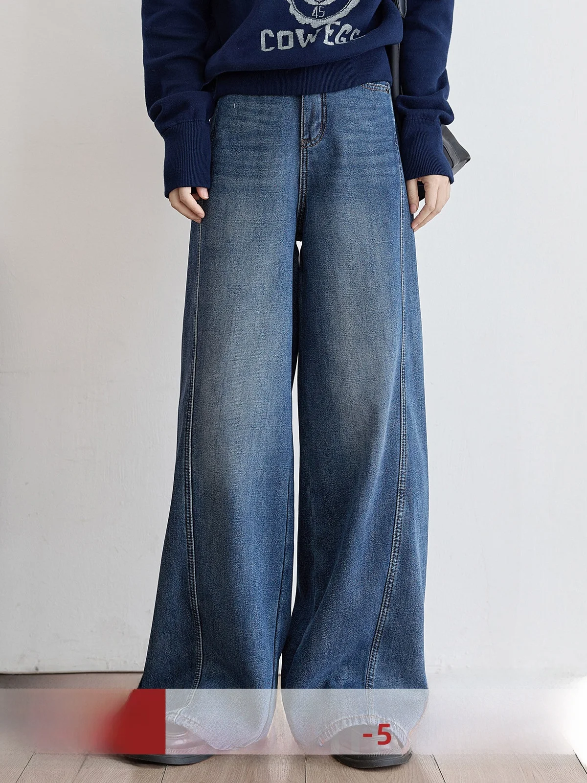 

Женские джинсы Deep Blue с широкими штанинами на флисовой подкладке, с высокой талией, сшитые из разных тканей, утягивающие, в стиле Commute, зимняя новинка