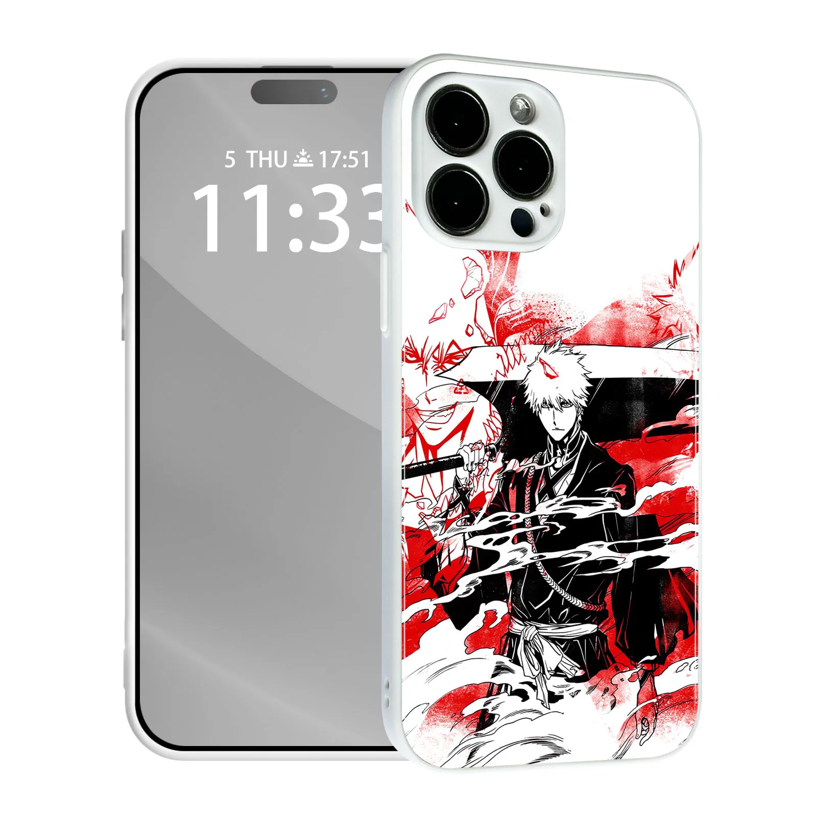 Ichigo Anime Character TPU Tempered Glass Phone Case for iPhone 15 14 11 Pro Max Se3 7 8 15 Plus Xr Xs 12 13 Mini