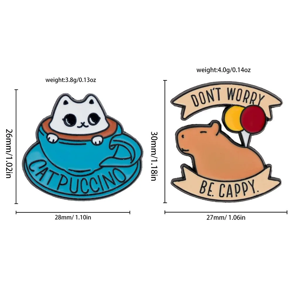 Broches de gato Capybara de dibujos animados, alfileres de esmalte, insignias de solapa de Metal, regalo para niños y amigos