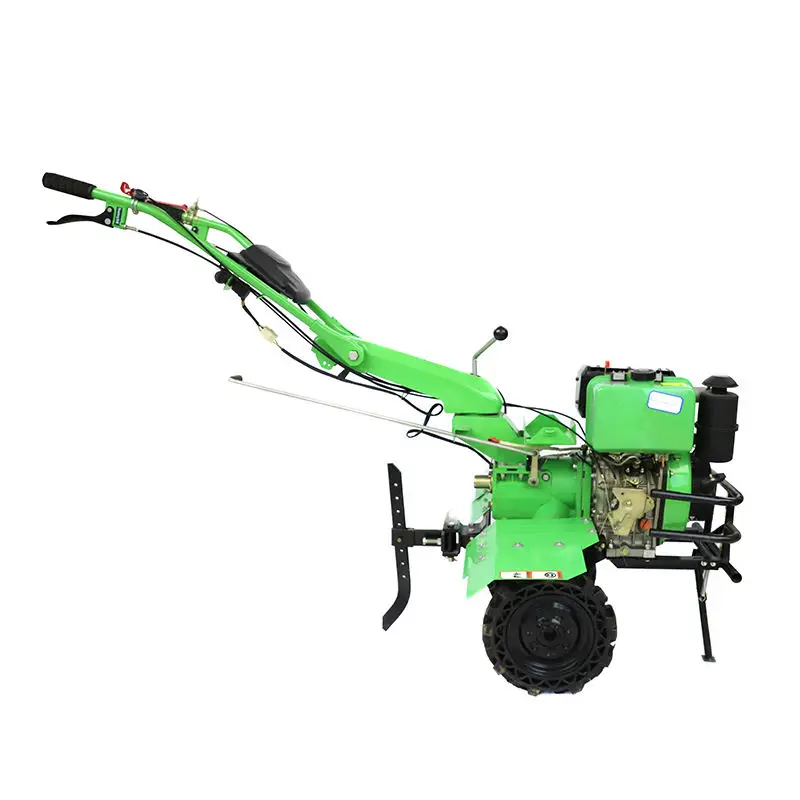 OEM Factory Green Color 6HP Power Micro Rotary Tiller Wheel Cultivator Home Use Compact Diesel Engine Rotavator For Farm Land