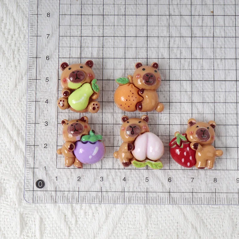 10/100pcs Resin Accessories Cartoon Hug Fruit Bear Patch DIY Handmade Material Mobile Phone Case Patch Children's Hair Hairpin