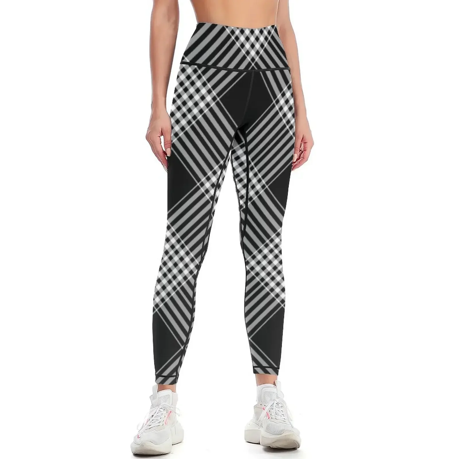 

Black And White Plaid Leggings push up tights for Women's pants gym womans for fitness Womens Leggings