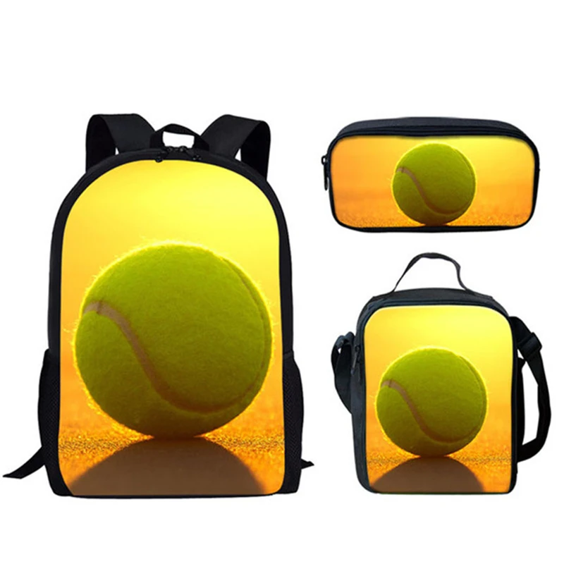 Klassische kreative Neuheit lustige Tennisball 3D-Druck 3 teile/satz Schüler Schult aschen Laptop Daypack Rucksack Lunch Bag Bleistift Fall