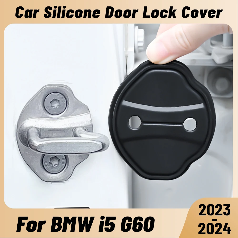 For BMW i5 G60 2023-2024 Car Door Shock Absorber Door Lock Protector Silicone Auto Door Lock Latches Cover Accessories