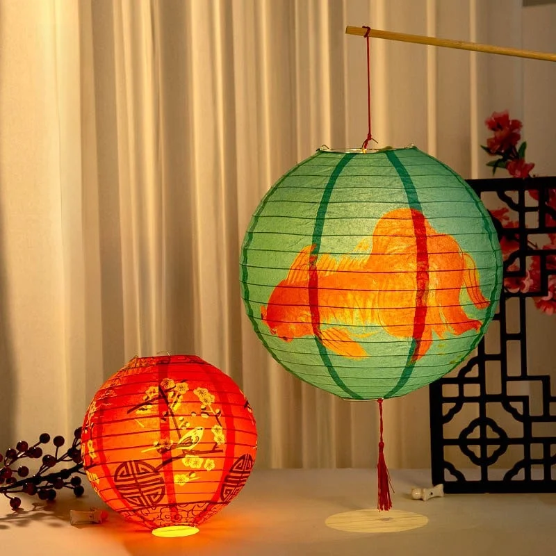 

Новогодний ручной бумажный фонарь: традиционный праздничный декор для вечерних мероприятий, реквизит для фотосессий в старинном китайском стиле, светящийся