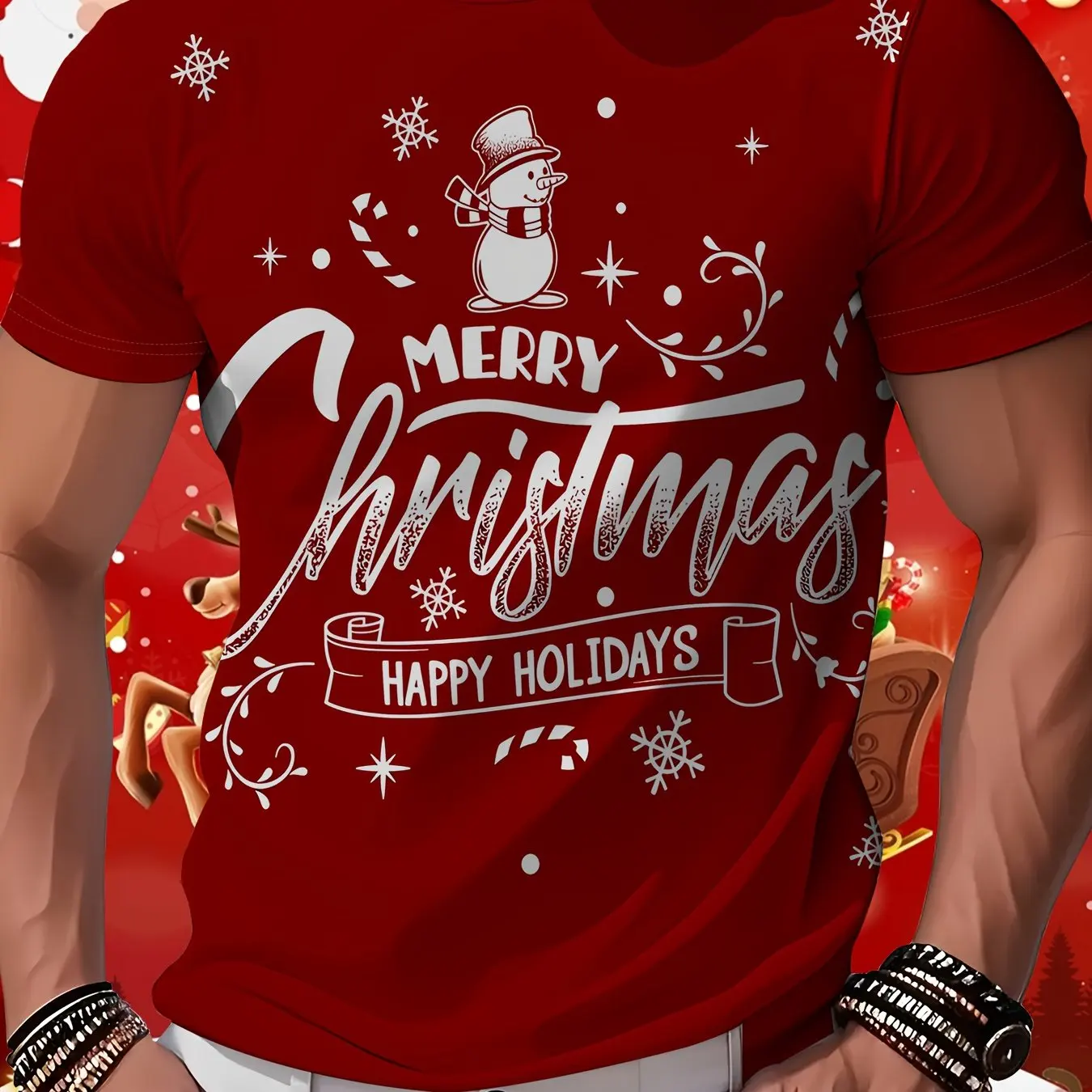 

Funny Merry Christmas Men's T-Shirts 3D Printed Santa Clause Pattern Short Sleeve Tees Fashion Casual Creative Design Clothing
