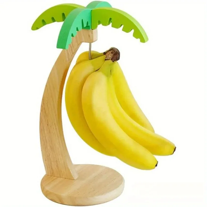 New wooden banana shelf, home storage shelf, living room fruit storage shelf, vertical fruit shelf with simulated leaves