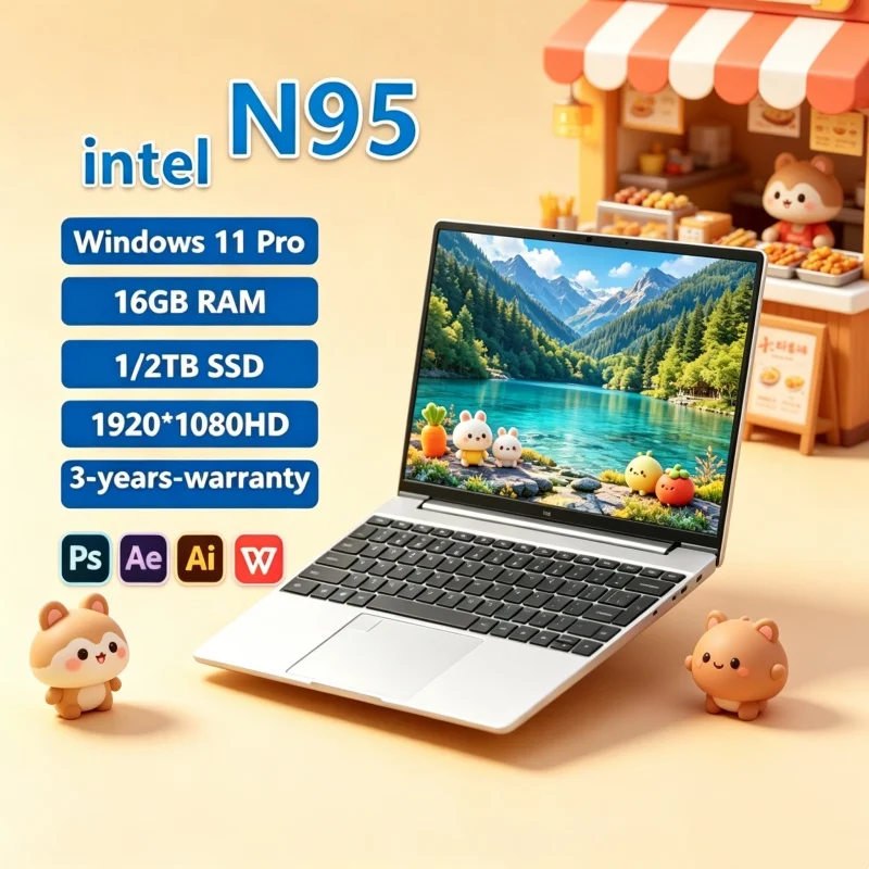 

Phantom 2026 Leading Innate 15.6" Laptop N95 FHD IPS Display 120Hz Sparkling Dainty Screen SSD Chic Enlighted Keyboard Biometric