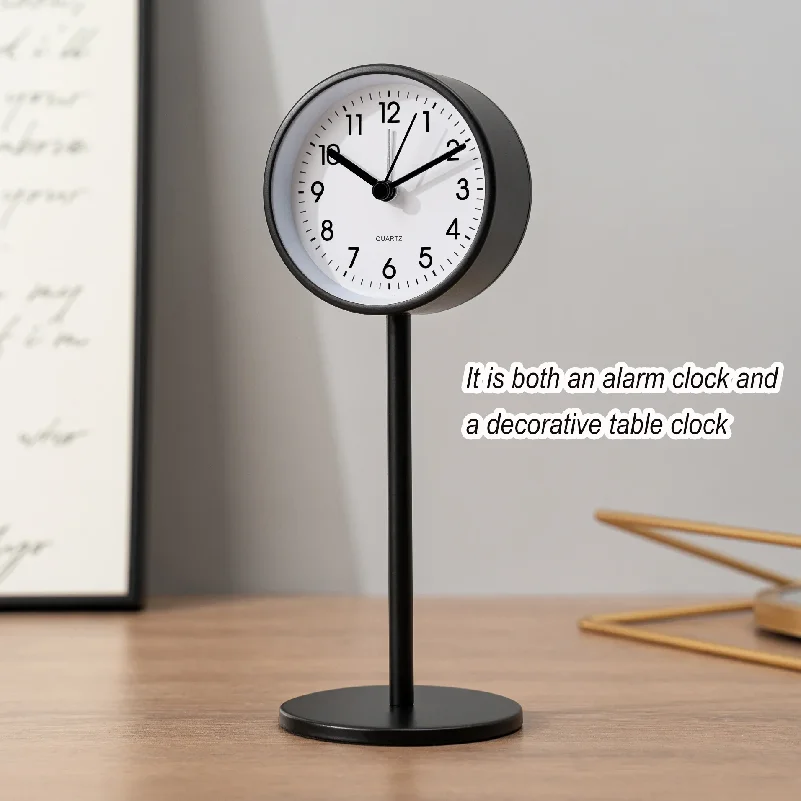 Creative desktop alarm clock, metal material, European style, silent operation and time telling, suitable for decorating space