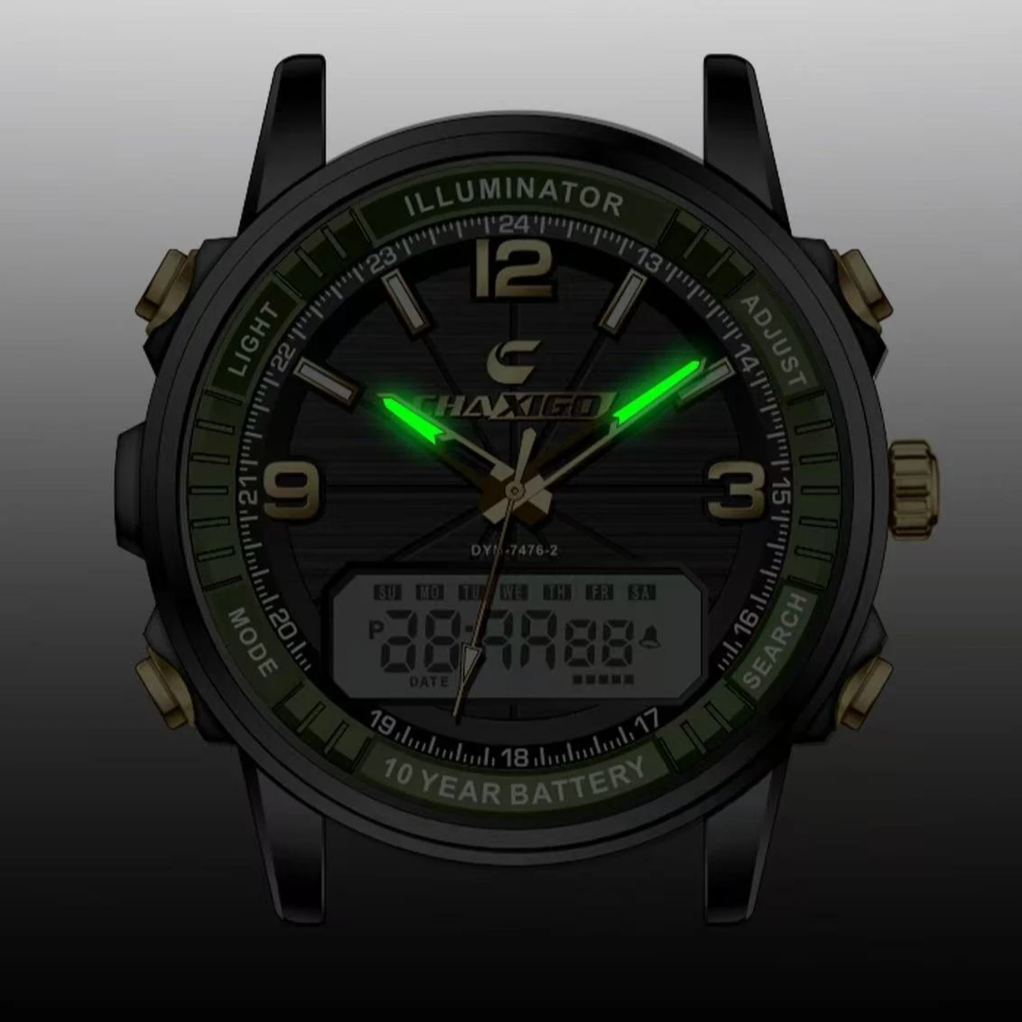 Men's Dual Display Waterproof Luminous Watch, Multifunction