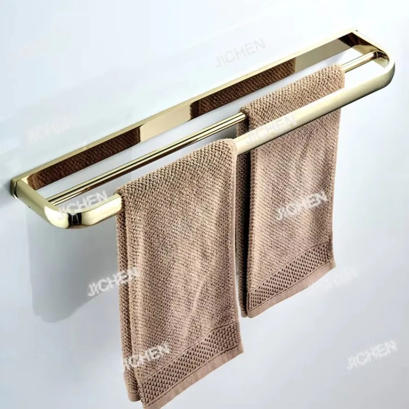 

JC 57Cm long bathroom pendant brass towel rack zirconium plated gold double bar rack towel bar