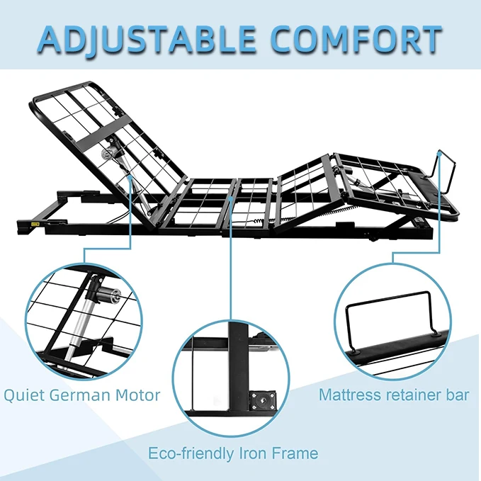 حار بيع جودة عالية آمنة قوية التوأم إطار سرير كهربائي قابل للتعديل لكبار السن #3