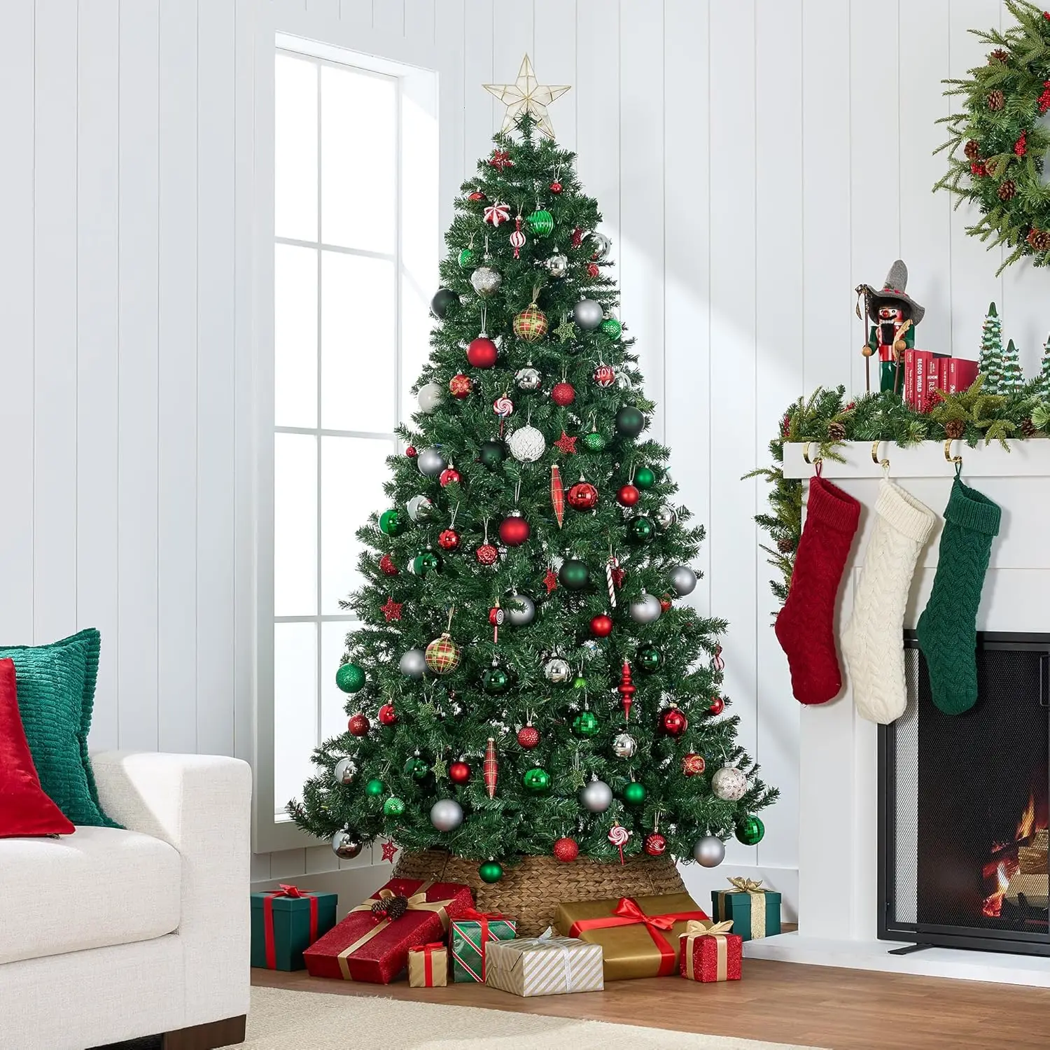 Best Choice Products Árbol de Navidad artificial, decoración navideña de abeto realista sin iluminación premium de 6 pies con ramas densas, fácil montaje