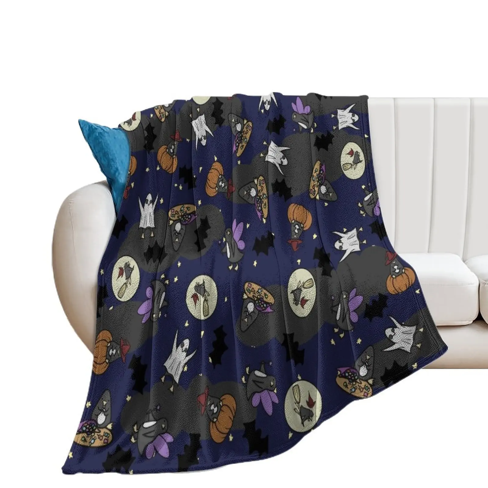 Spooky Penguin Chaos! Throw Blanket Bed covers Summer Beddings Cute For Baby Blankets