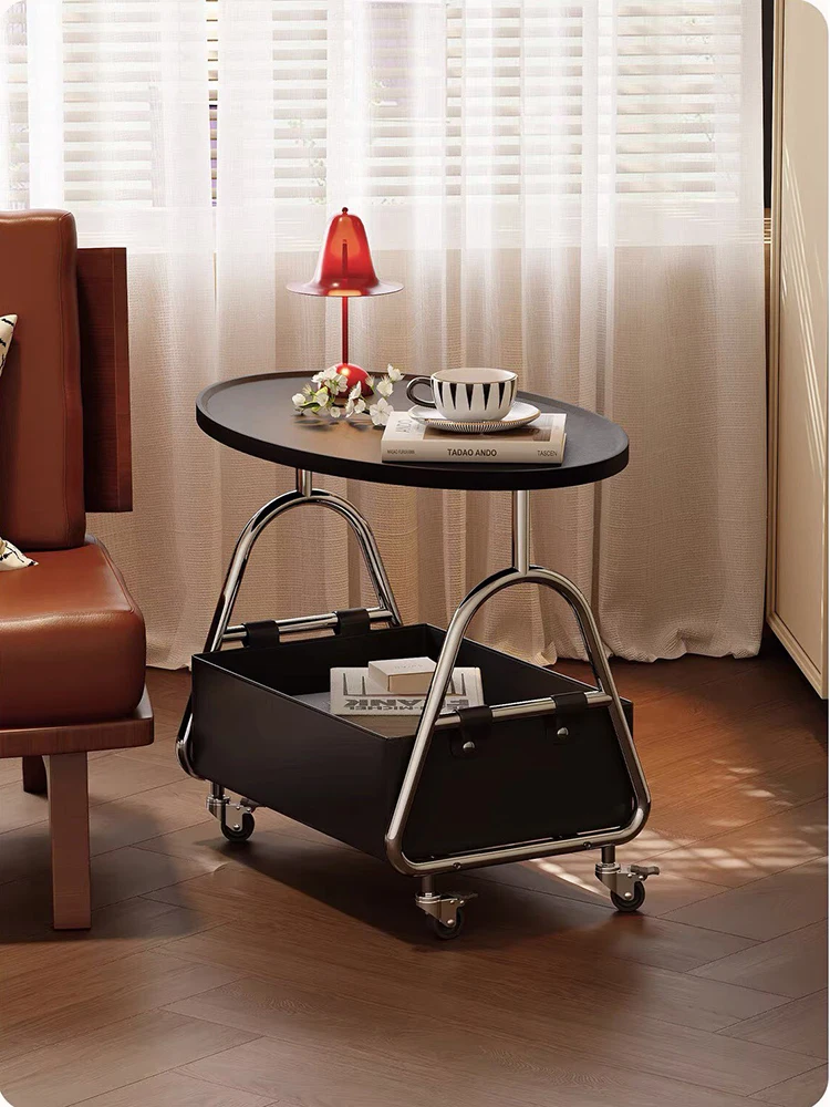 Home Furniture Creative Mobile Side Table Living Room Sofa Tea Table Multi Functional Storage Rack Small Round Art Coffee Tables