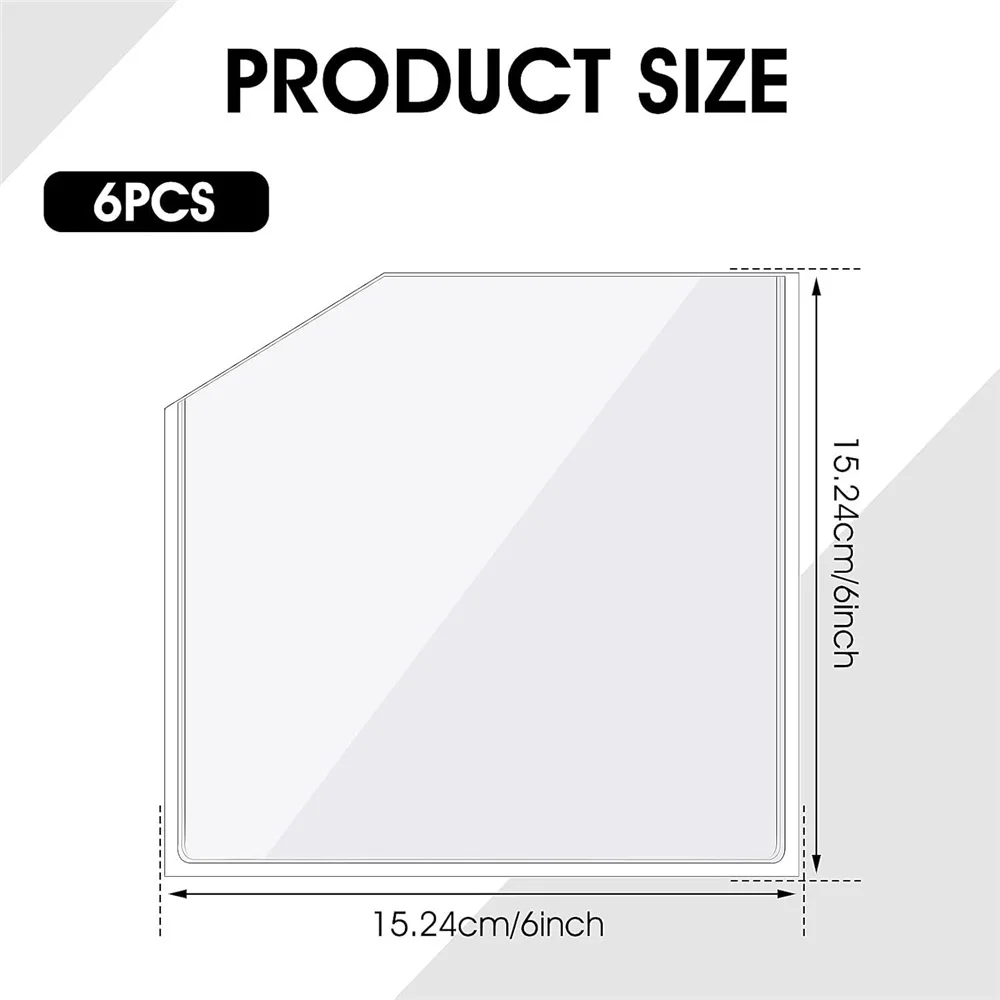 6 Transparent Self Adhesive Pockets, Labels of 6 X 6 Inch File Folder for Storage Bins Notebooks, Scrapbooks, Boxes Label Insert