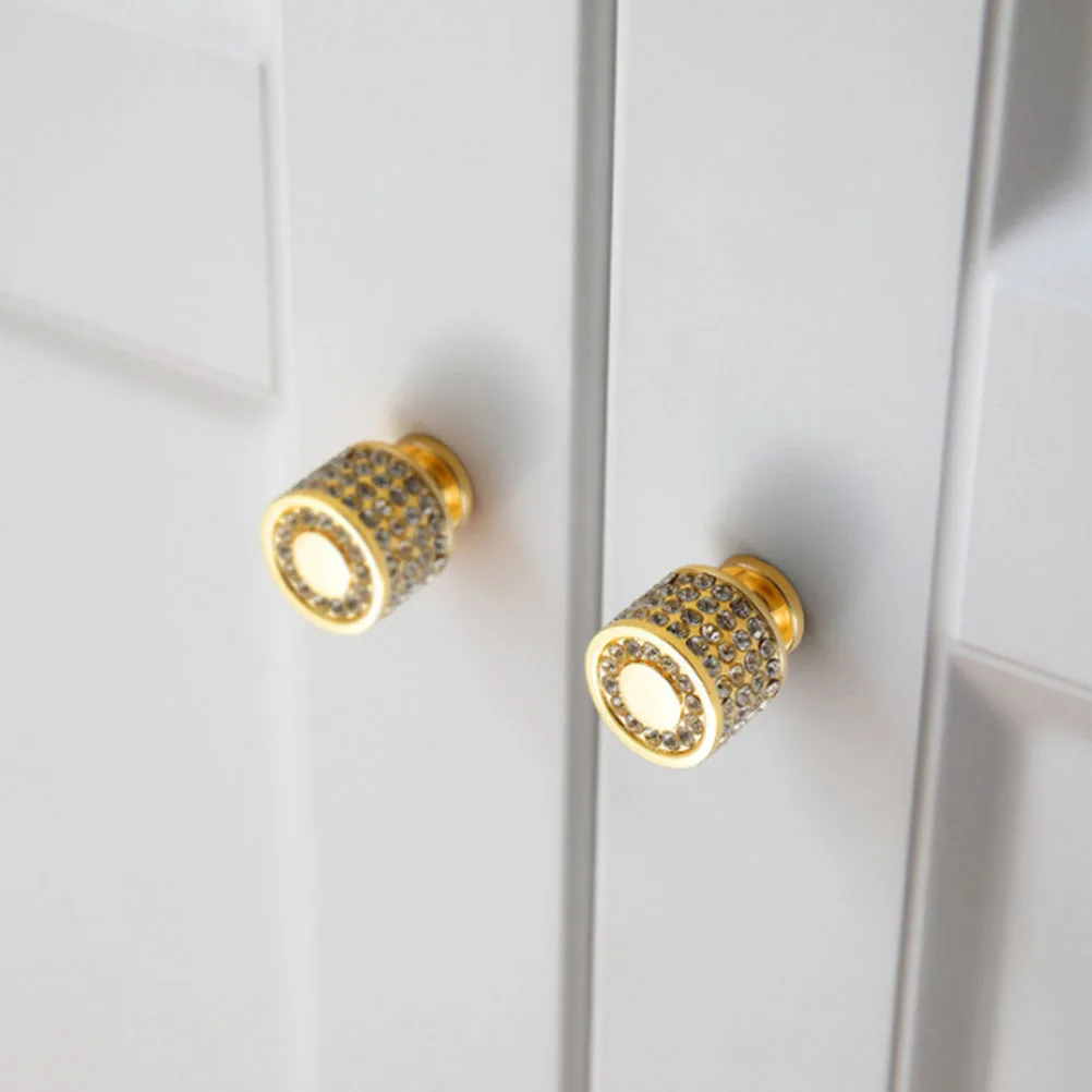 

2 Pcs Pull Diamond Handle Wardrobe Metal Handles for Cabinets Crystal Zinc Alloy