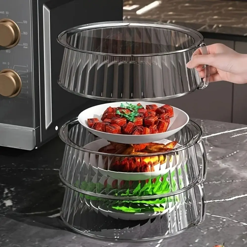 Stackable Food Insulation Cover Splash Dust Proof Microwave Oven Cover Transparent High-temperature Resistant
