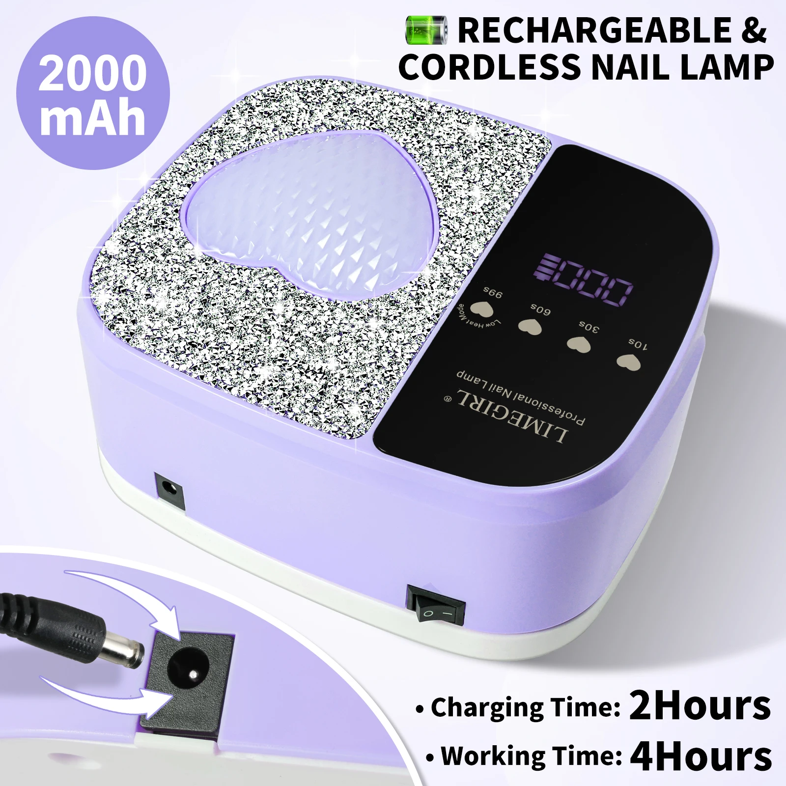 Lampada per unghie LED UV ricaricabile 36 perline lampada Essiccatore per unghie professionale per lucidatura del gel con timer e sensore per strumento per salone di bellezza