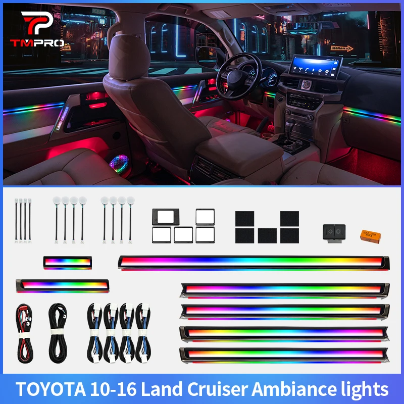 TMPRO 64 Colors LED Safety assistance systems Ambient Lighting For Toyota Landcruiser 2010-2016 Automotive Interior Decoration