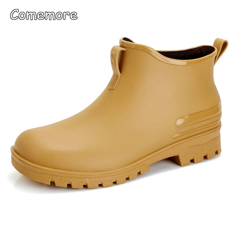 Comemore Waterproof Non-slip Rubber Boots Ladies Casual Slip-on Rainboots Female Garden Galoshes 2024 Fashion Woman Rain Shoes