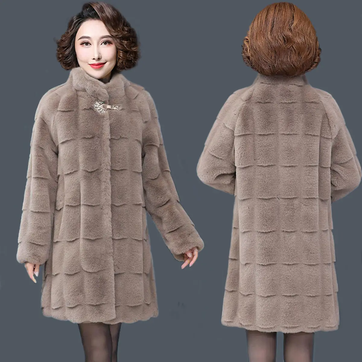 New Danish Mink Coat Faux Fur Coat Women's Thick Mink Fur High-end Rich Wife Mother Medium to Long Style