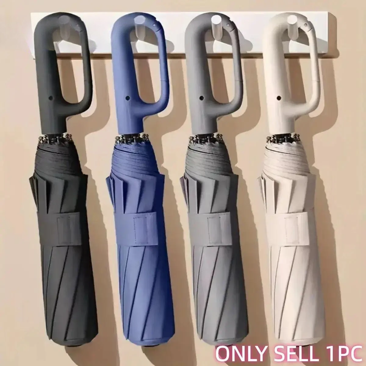 Automatic Folding Umbrella, 1 Count/60pcs Portable Rain Umbrella with Loop Buckle, Windproof & Waterproof Umbrella for Men Women