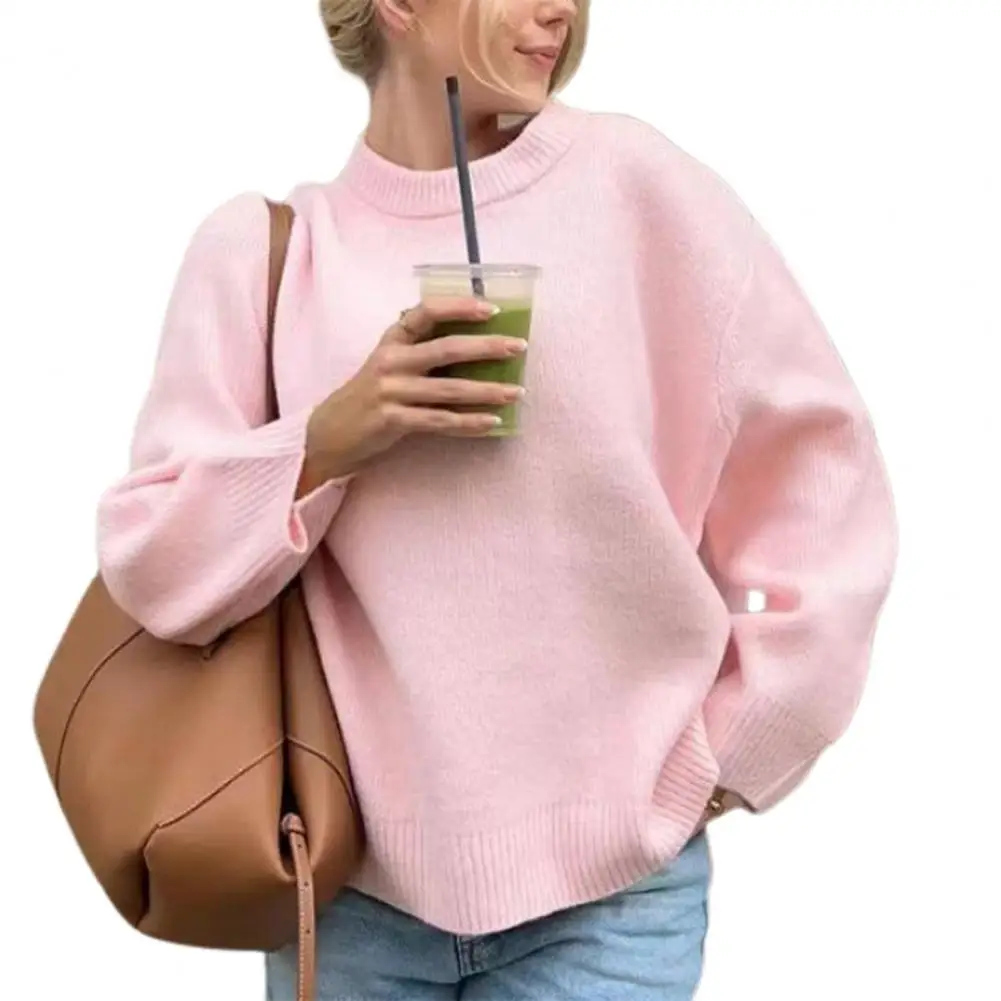 2025 Women Pullover Sweater O-neck Long-sleeve Sweater Cozy Winter Sweater Collection Women's Solid Color Knit Pullovers for War