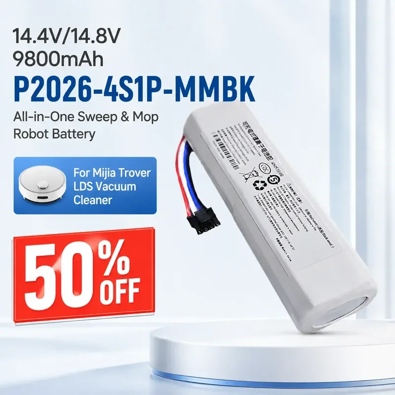 

14.4V/14.8V 9800mAh P2026-4S1P-MMBK All-in-One Sweep & Mop Robot Battery for Mijia Trover LDS Vacuum Cleaner