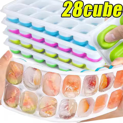 Ice Cube Tray Silicone Mold with Cover Square 14-cube Easy Release Ice Cube Molds Summer Kitchen Bar DIY Iced Drink Maker Tools