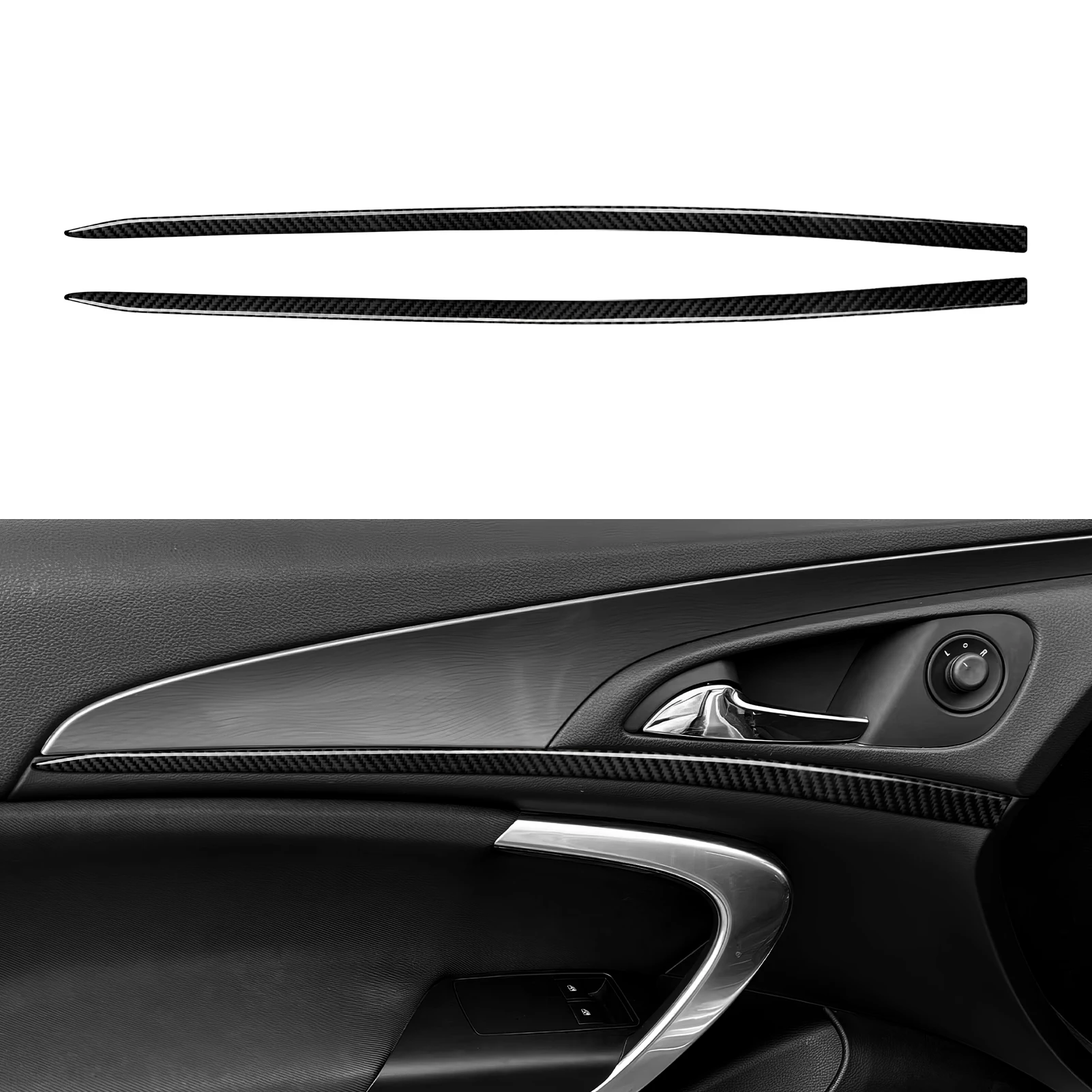 2pcs Carbon Fiber Interior Sticker Set. Car Door Decorative Strips Panel. For Opel Insignia A (2008-2013) Trim Accessories.