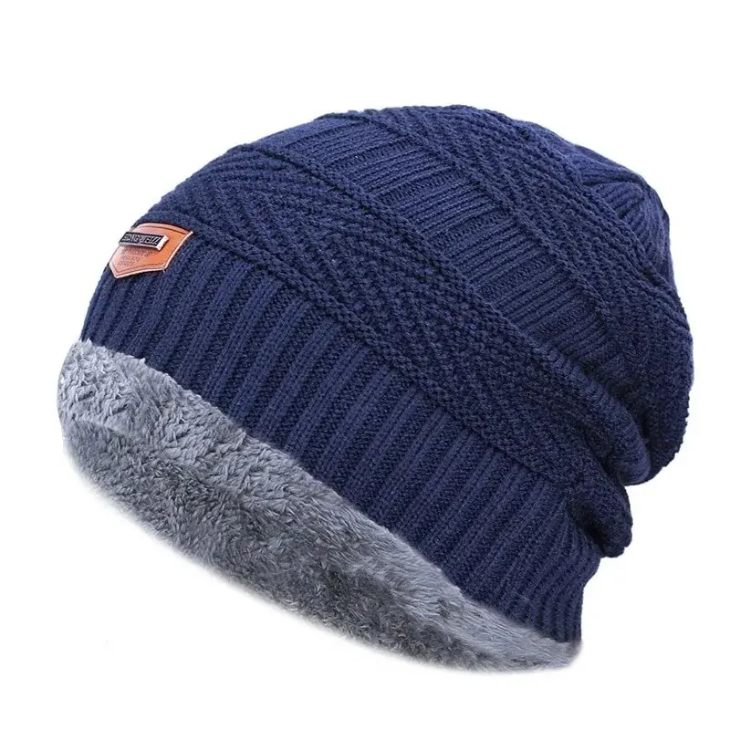 Beanies Men Winter Hat Women Knitted Hats For Men Cap Winter Beanie Caps Gorro Thick Warm Brimless Fur Bonnet Mens