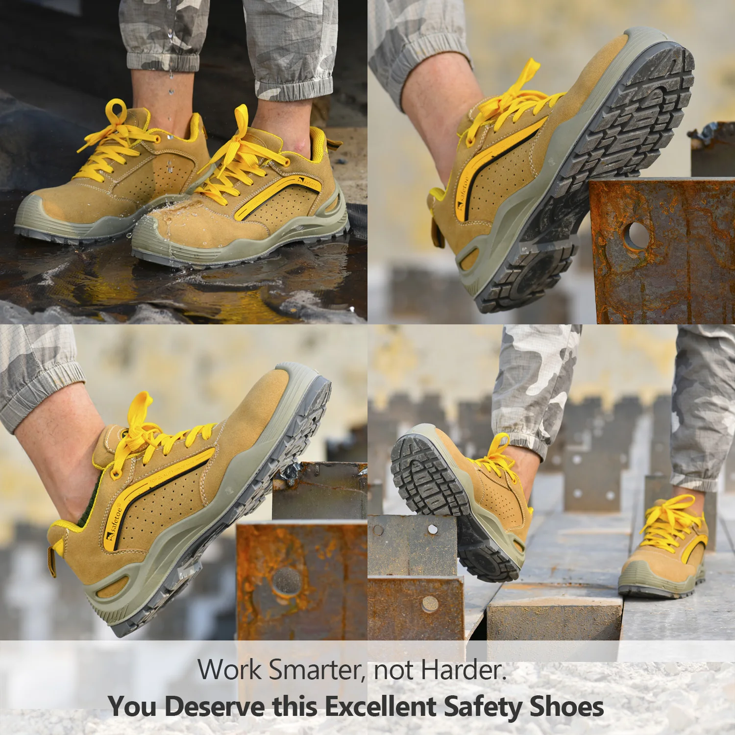 Safetoe Safety Shoes Mens With Casual Breathable Leather, S3 Women Light Weight Work Boots Steel Toe Cap Waterpoof Botas Hombre