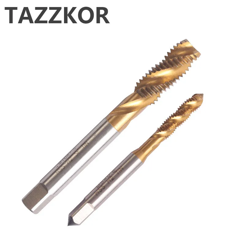 Spiral Flute Inch USA Thread Taps Straight Flute Machine Screw And Die Plug Set Machine For HSS With Coating Titanium Material