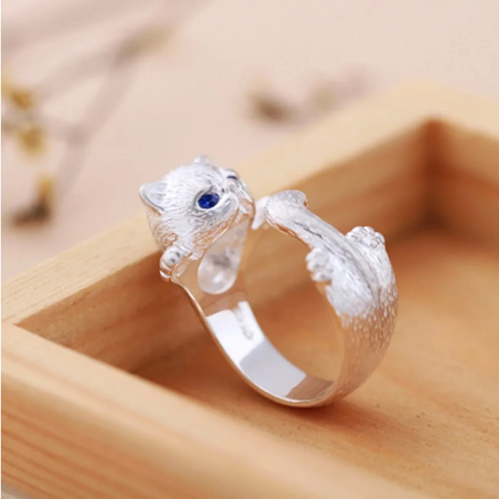 Cute Cat and Mouse Shape Open Ring for Women Antique Silver Color Modern Fashion Girls Finger Accessories Hip Hop Party Jewelry image 6