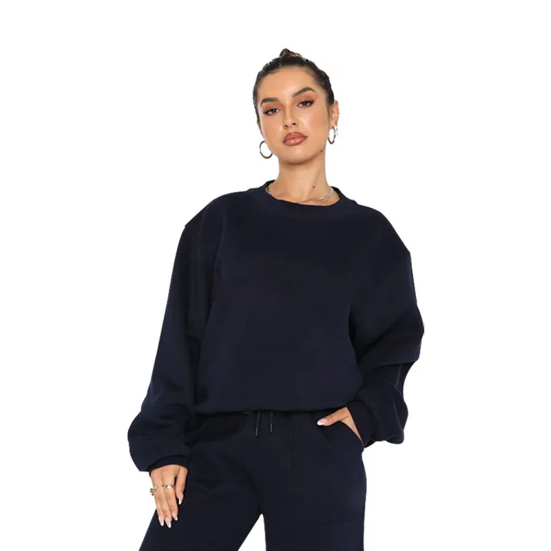 Ensemble 2 pièces sweat à capuche pour femme, sweat-shirt décontracté, couleur unie, mode coréenne, tenue de sport