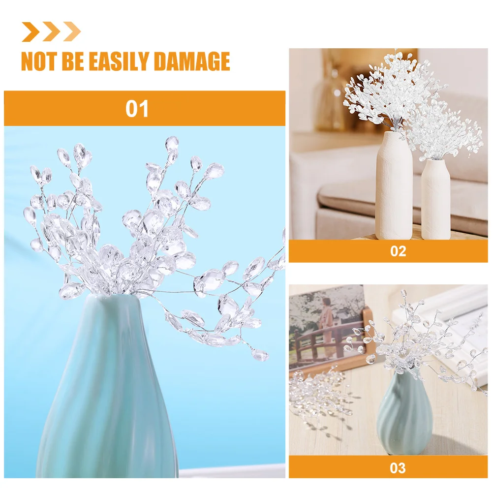 

25Pcs Acrylic Bead Flower Branches Artificial Flower Stems Bridal Bouquet Picks Wedding DIY Home Decor Bridal Decor
