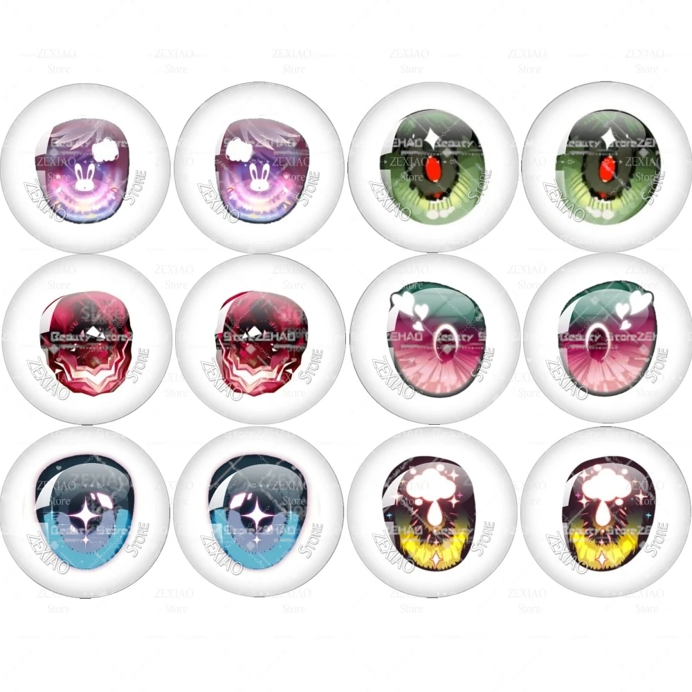 6Pairs Blythe Doll Eye Chips Various Patterns Styles Glass Cabochon Eyes Doll Eyes Chips DIY Jewelry Making Suppliers MS004 view 3