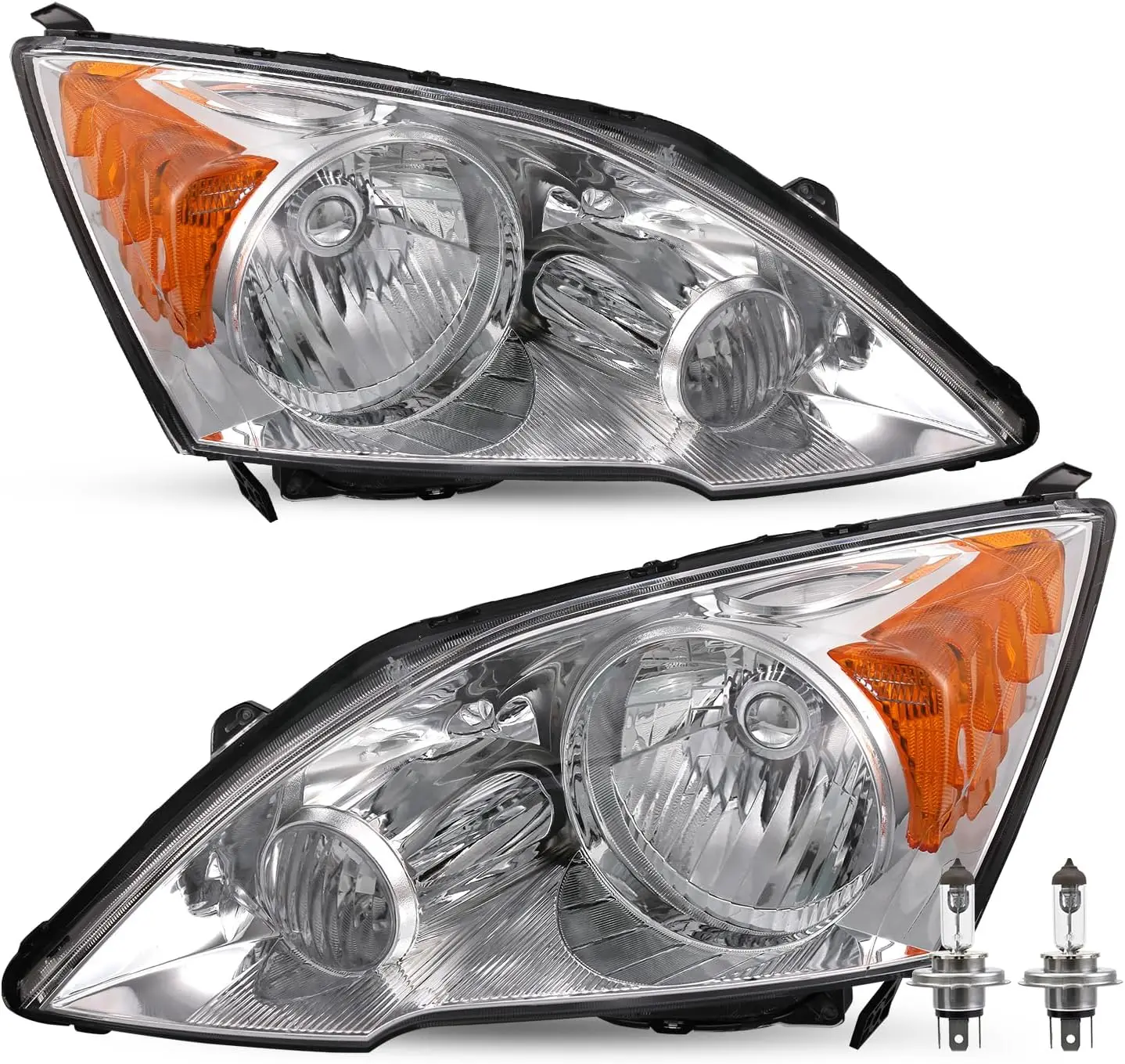 

Фара в сборе с лампочками, совместимая с Honda CR-V пассажирским и со стороны водителя 2007-2011 гг. (хромированный корпус с янтарным отражателем)