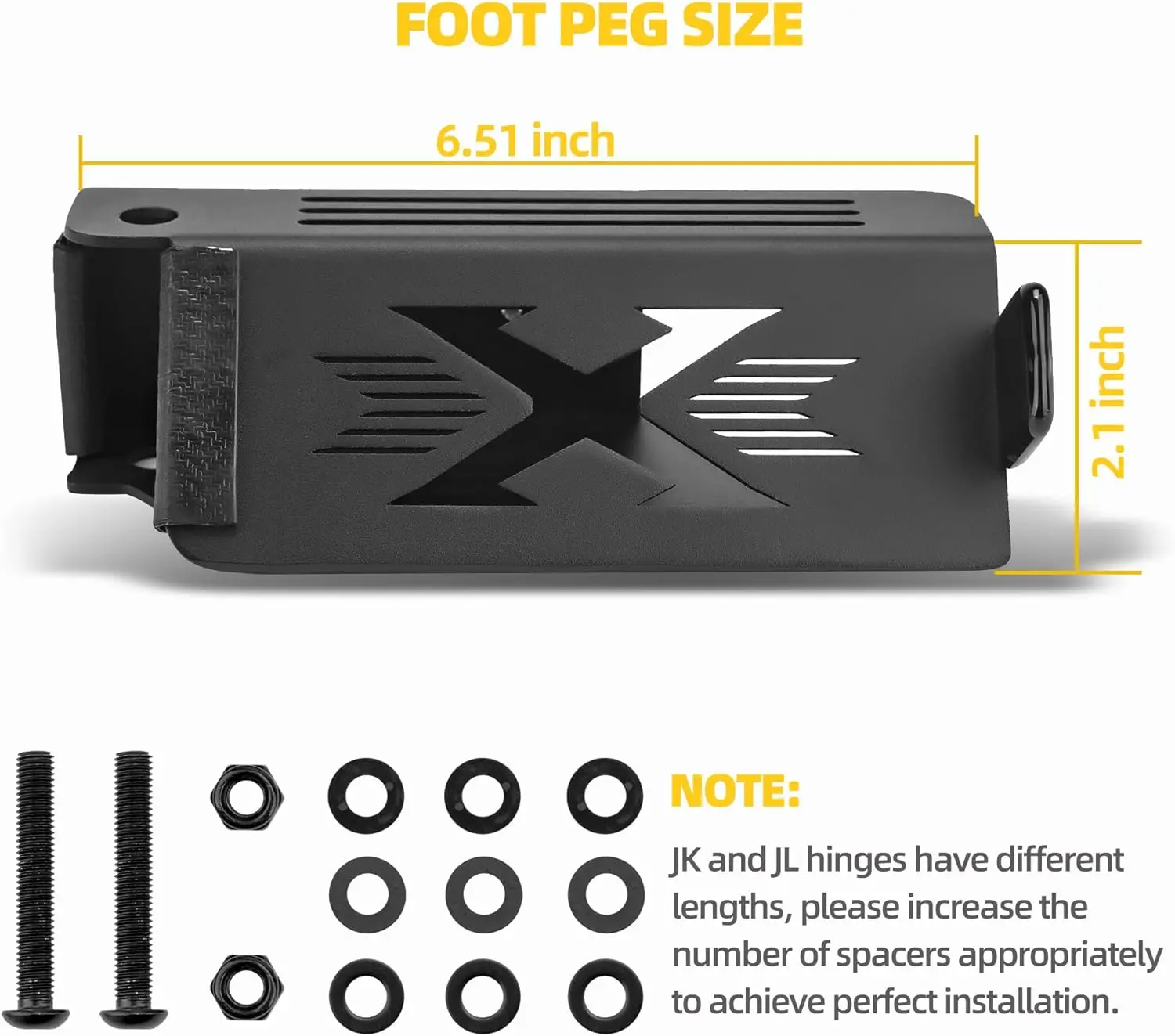 Heavy‑Duty Door Foot Step Pedal, X‑Pattern Auxiliary Door Peg Fit for Jeep Wrangler JK JL & Gladiator Exterior Modification