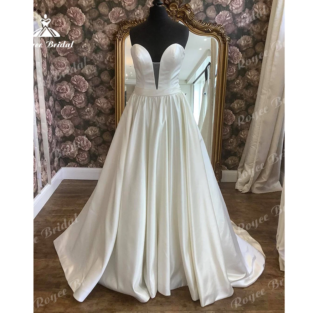 

Roycebridal Satin Satin Boho Wedding Dress Open Back 2024 Elegant Bridal Wedding Gown vestidos de novia