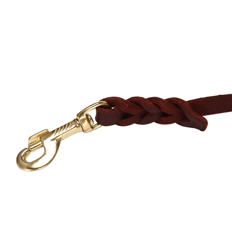 2X 2M Long Leather Braided Pet Dog Walk Traction Collar Strap Training Leash Lead