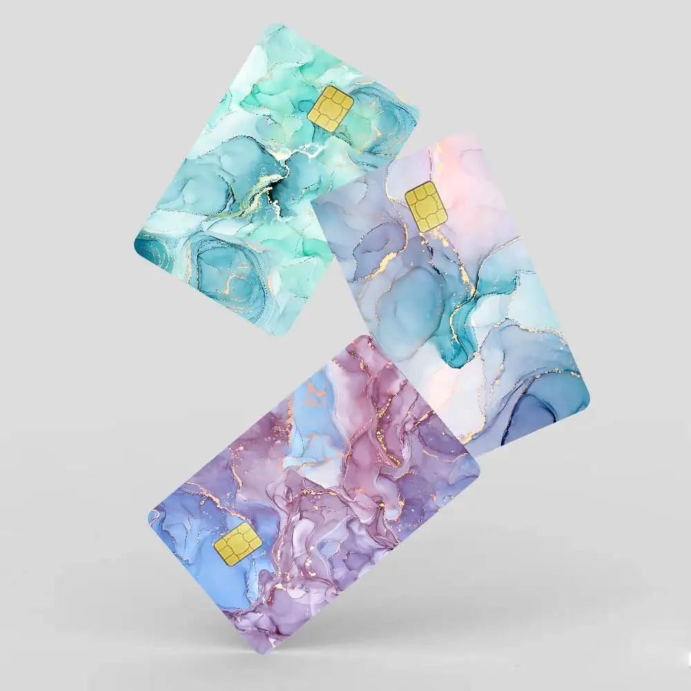 Autocollants de peau de carte de crédit en marbre noir or de luxe pour carte bancaire VISA carte de transport autocollant étanche anti-rayures femmes